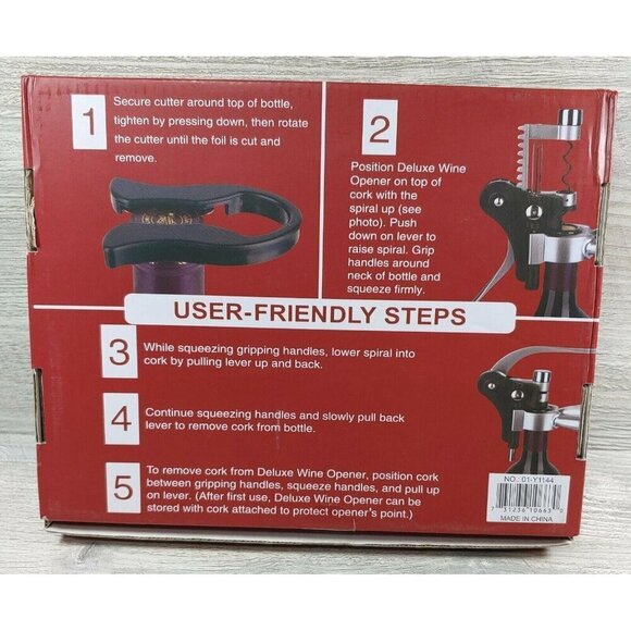 Wine Opening Kit 01-y1144 Corkscrew Foil Cutter Metal Mounted Corkscrew - Picture 2 of 9